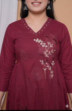 Deep Wine Embroidered Anarkali Set