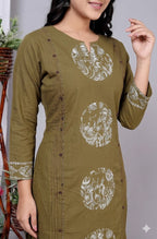 Olive Green Circular Motif Set