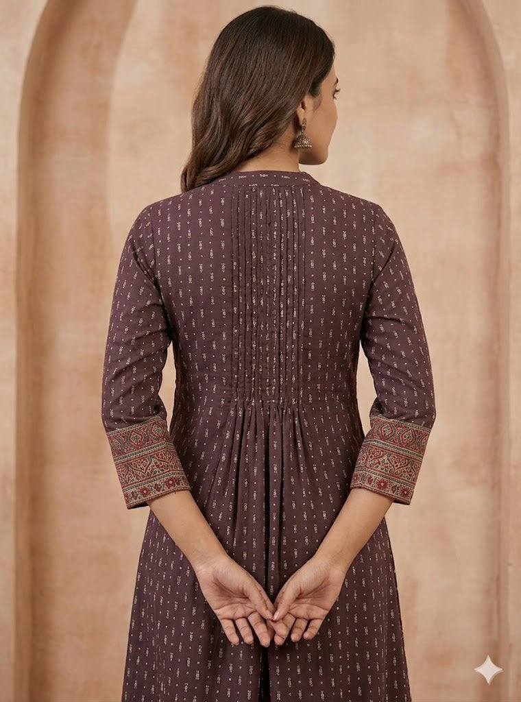 Royal Maroon Mirror-Work Suit Set