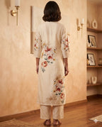 Ivory Floral Silk Co-ord Set