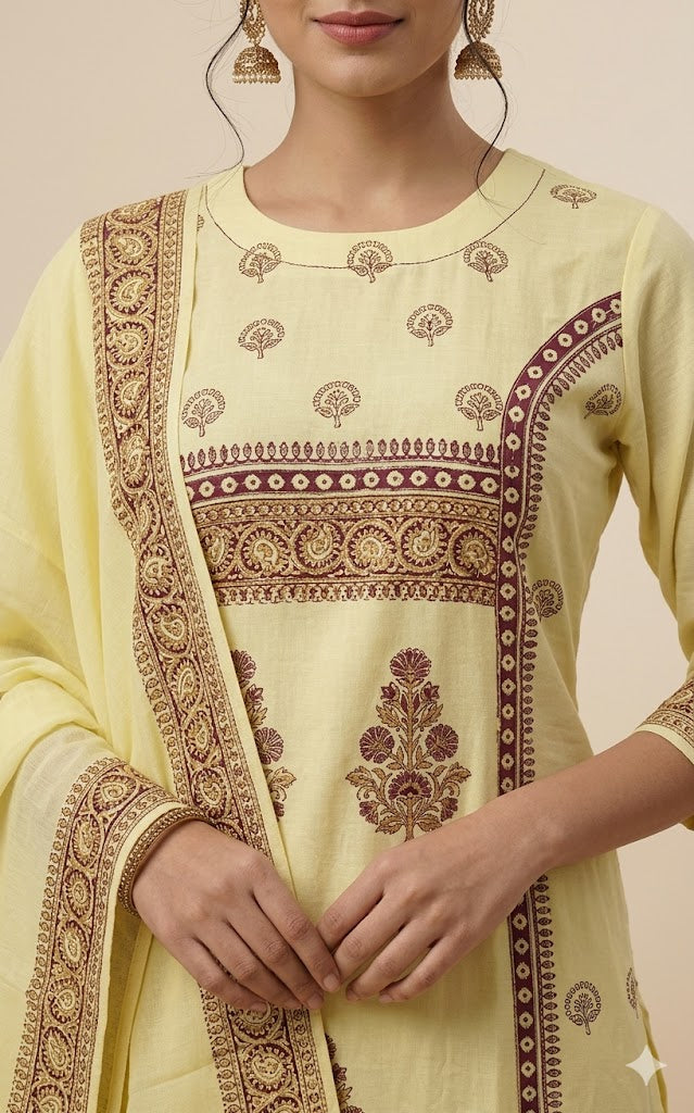 Marigold Heritage Embroidered Suit Set