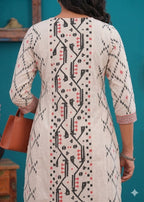 Modern Ikat Print Fusion Kurta Set
