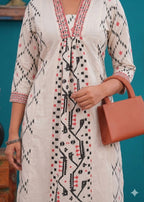 Modern Ikat Print Fusion Kurta Set