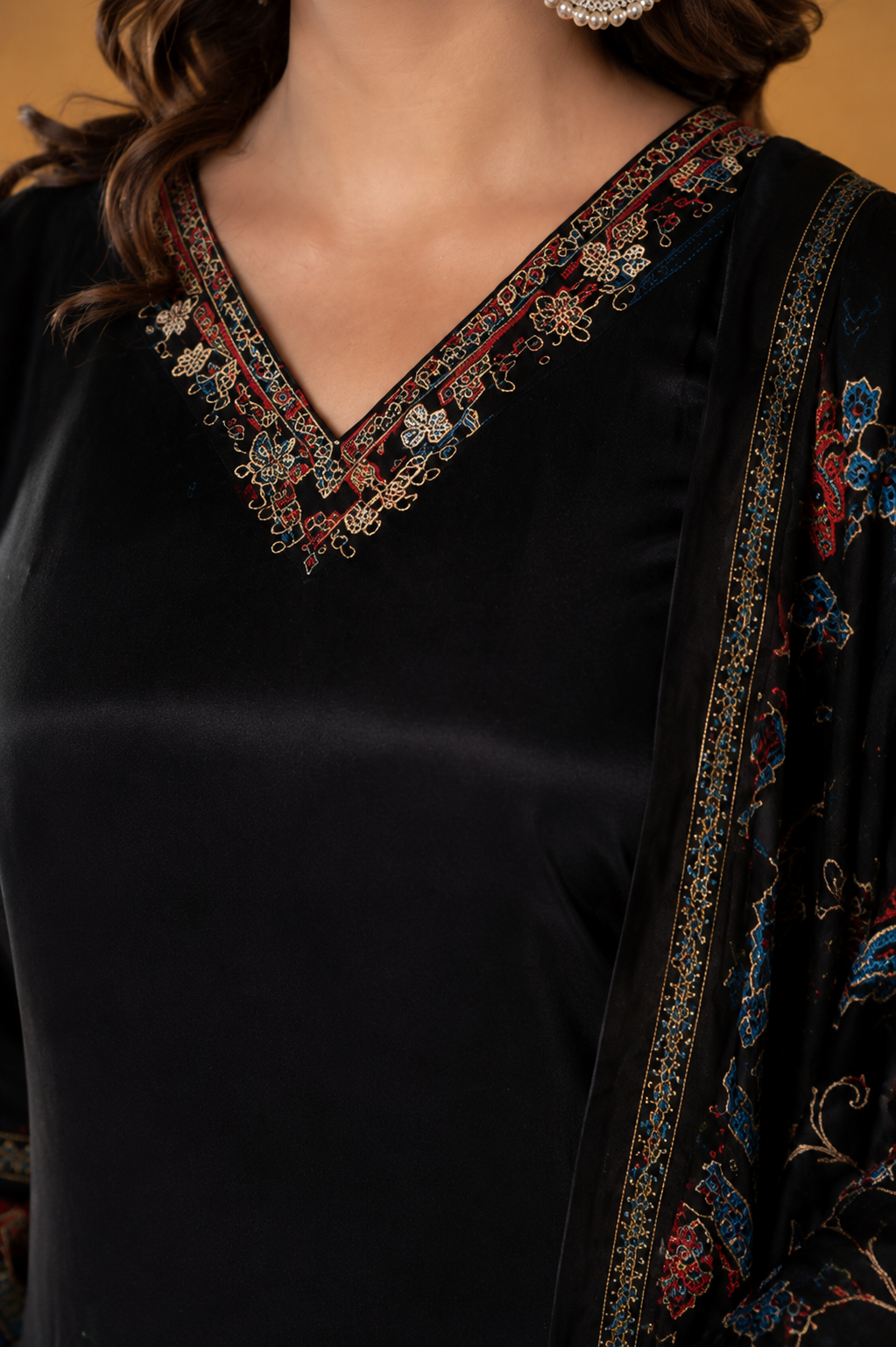 Royal Black Kalamkari Silk Set