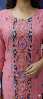 Pink Kurta with Intricate Central Back Embroidery Set
