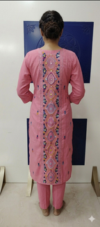 Pink Kurta with Intricate Central Back Embroidery Set