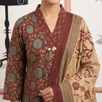 Rust Maroon Floral Kalamkari Kurta Set