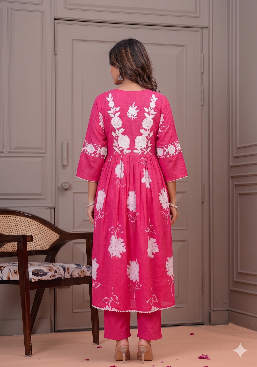 The Rani Pink Floral Anarkali Set