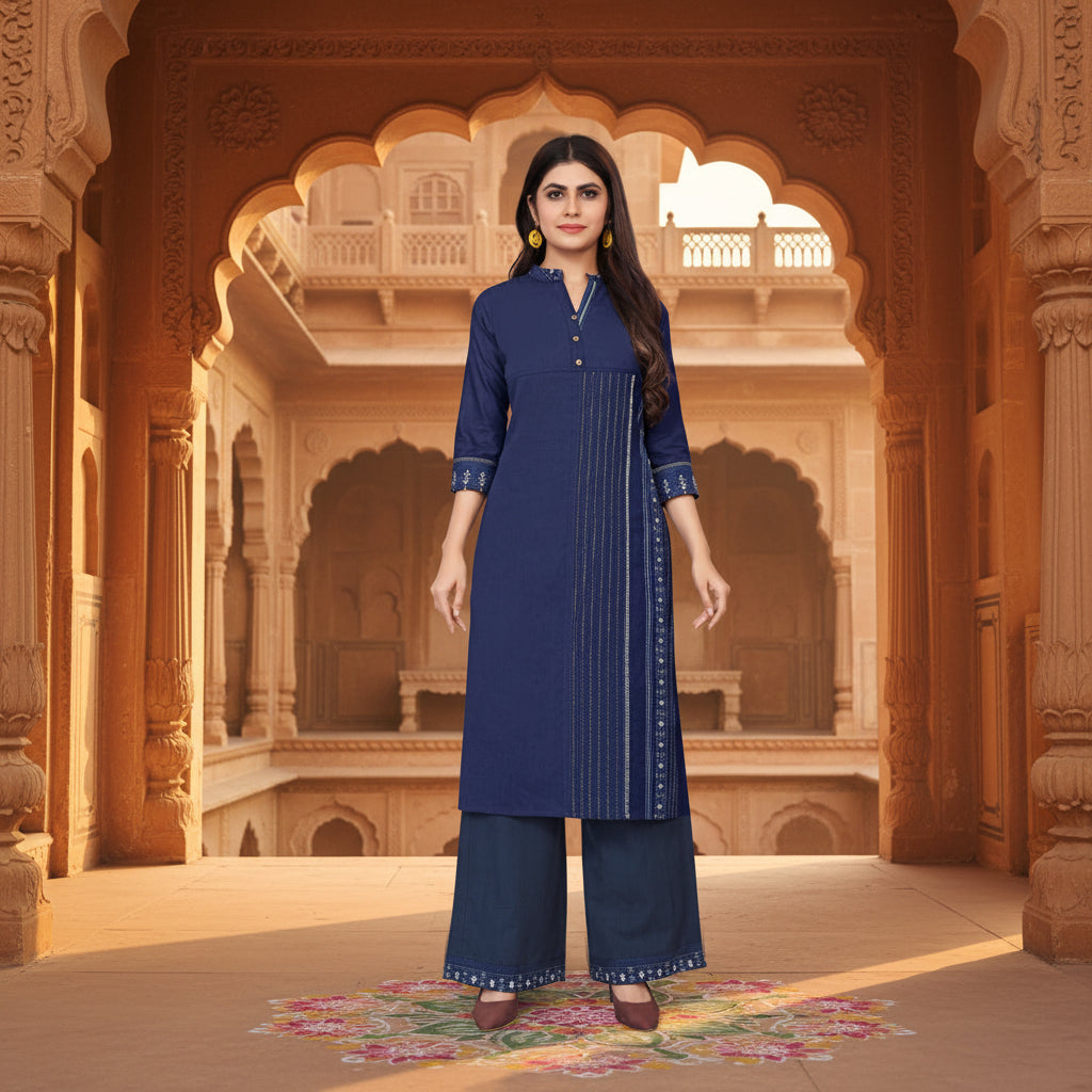 The Midnight Navy Pintuck Palazzo Set