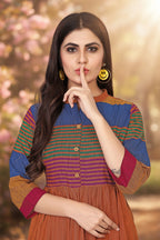 Boho-Chic Handloom Stripe Anarkali Kurti