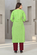 Mint Green Checked Straight Kurti