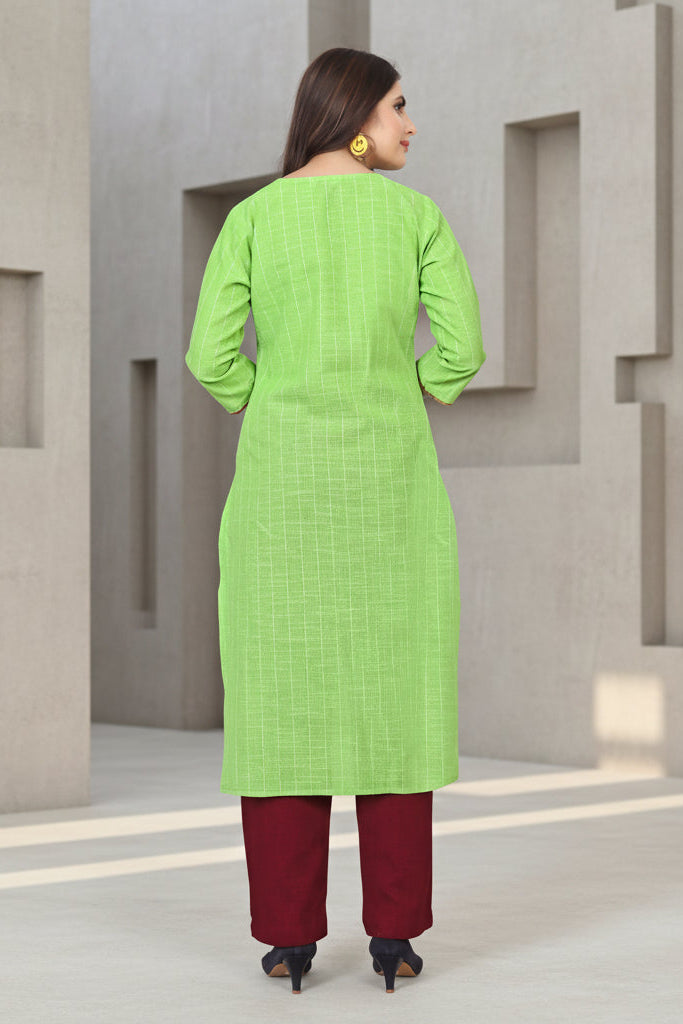 Mint Green Checked Straight Kurti