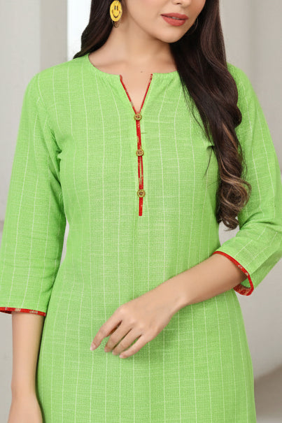 Mint Green Checked Straight Kurti