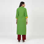 The Parrot Green Ikat-Accent Kurta