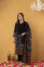 Royal Black Kalamkari Silk Set