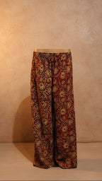 Traditional Kalamkari Floral Print Wide-Leg Palazzo Pants