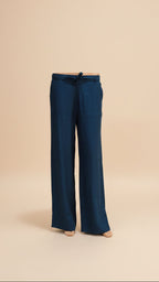Women's Wide-Leg Teal Palazzo Pants
