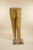 Solid Mustard Yellow Straight-Fit Cotton Trousers