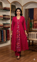 Magenta Ikat-Panel Fusion Kurta