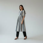 A-Line Gathered Striped Kurti