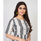 A-Line Gathered Striped Kurti