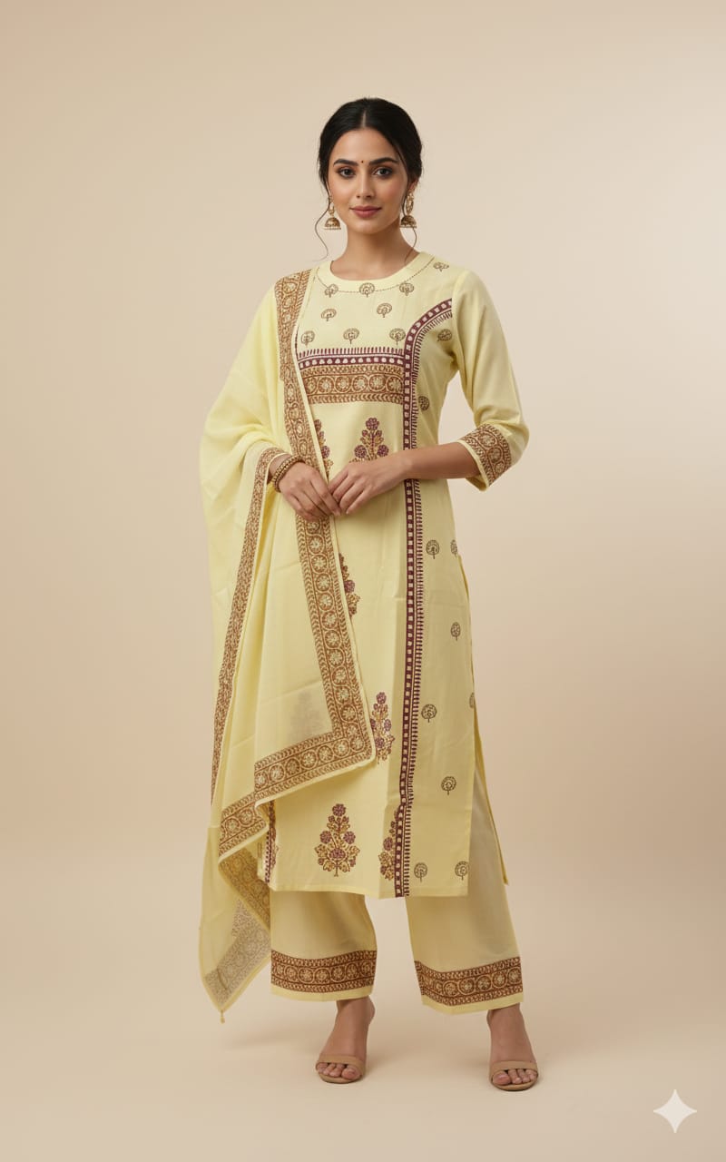 Marigold Heritage Embroidered Suit Set