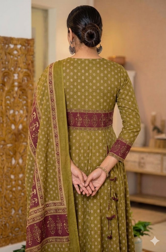 Earthy Olive Angrakha Set