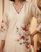 Ivory Floral Silk Co-ord Set