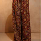 Traditional Kalamkari Floral Print Wide-Leg Palazzo Pants