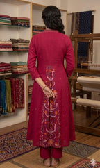 Magenta Ikat-Panel Fusion Kurta