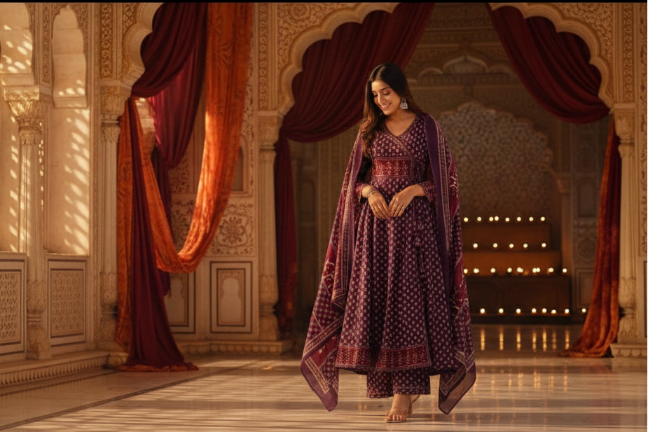 Royal Grape Anarkali – Full Bleed Hero Banner